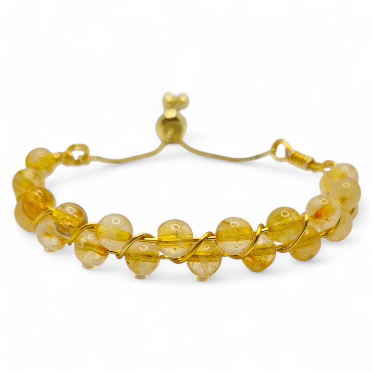 Rahima Slider Bracelet citrine gemstone bracelet making kit — DIY set with beads and instructions for creating handmade jewelry