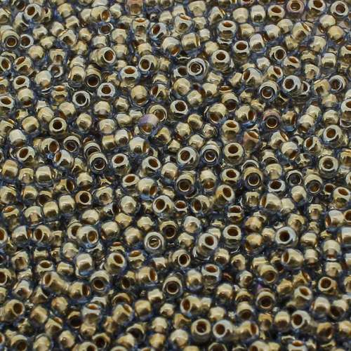 Toho Size 11 Seed Beads 10g - Gold Lined Montana Blue