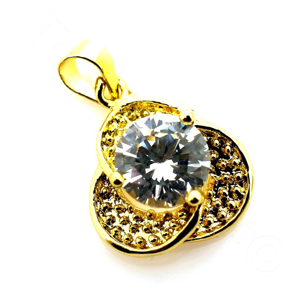 CZ Pendant Gold Plated Tulip 15mm