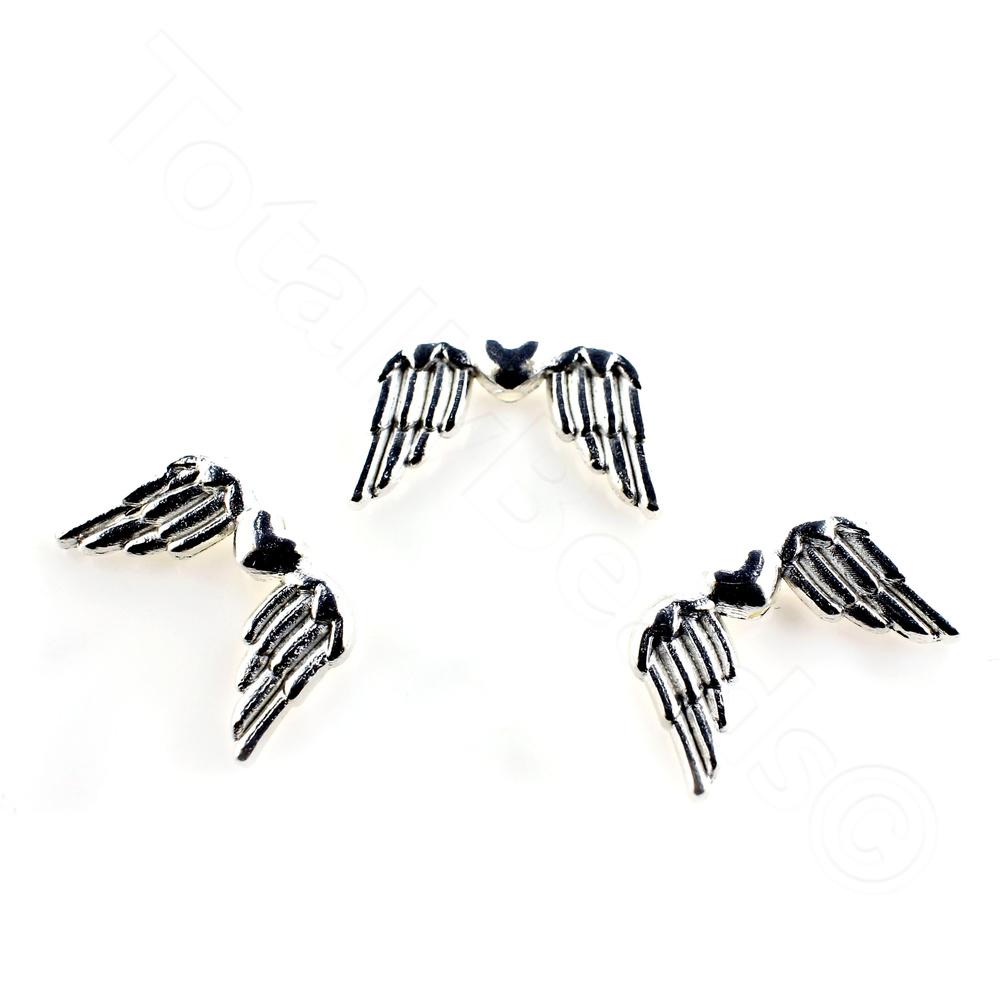 Metal Angel Wing Bead 18mm - Silver Plated 10pcs
