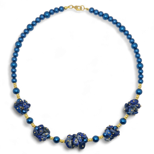 Briar Cluster Pin Necklace blue lapis necklace making kit — DIY set with beads and instructions for creating handmade jewelry