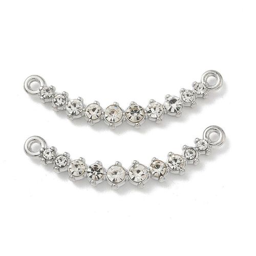 Rhinestone Arc Pendant 40mm Rhodium 1pc for jewellery making