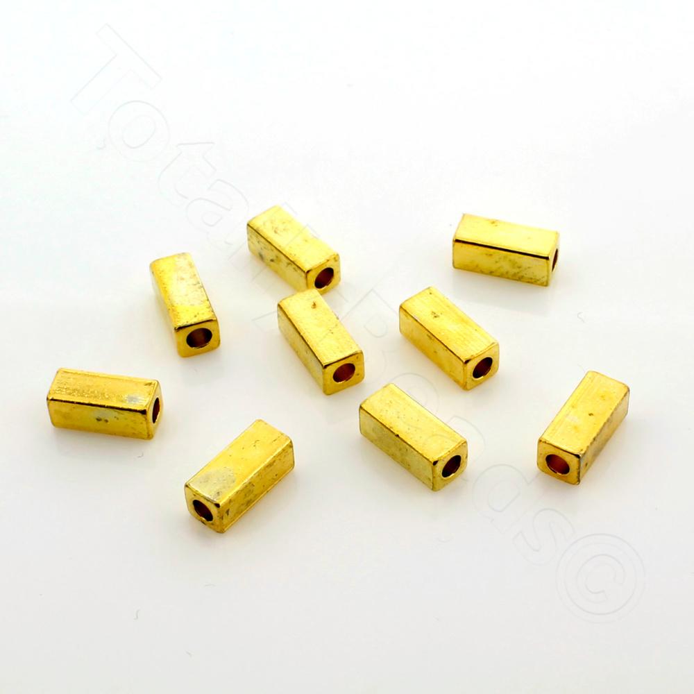 Spacer Beads - Gold Plated Cuboids - 7x3mm 15 pcs