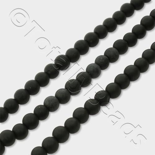 Synthetic Onyx Round Beads 4mm Matt 16" String