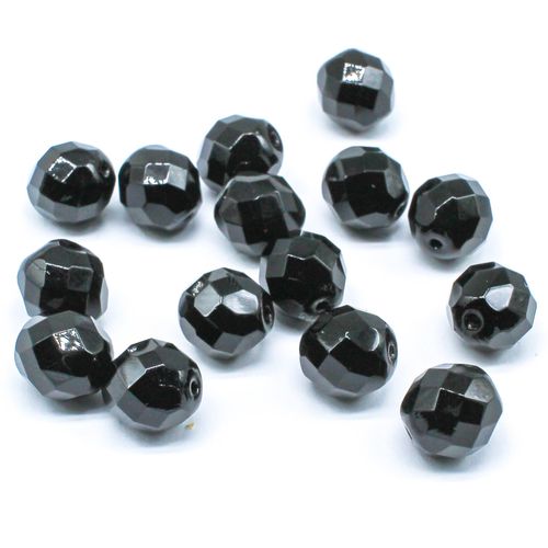 Czech Fire Polished 12mm Facet Beads   Jet Black 15pcs for jewellery making