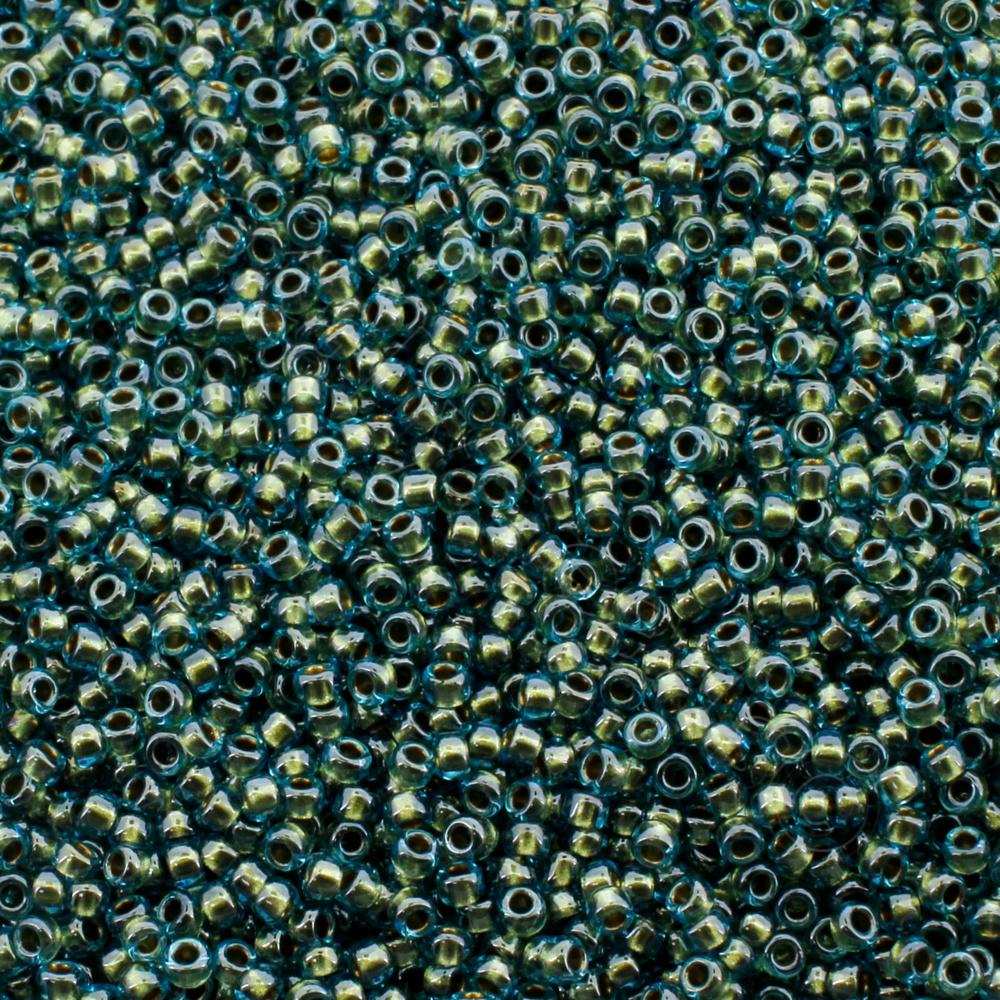 Toho Size 15 Seed Beads 10g - Inside Aqua Gold Lined
