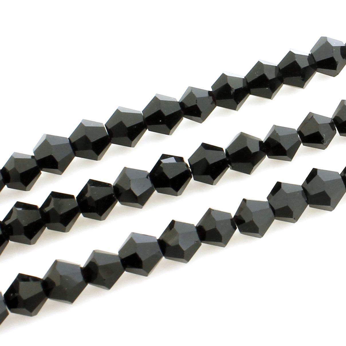 Premium Crystal 5mm Bicone Beads - Jet Black