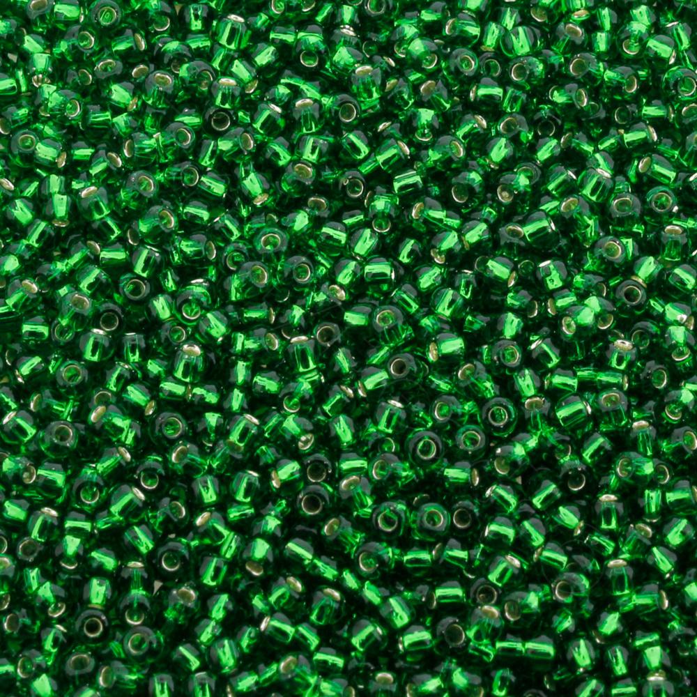 Toho Size 11 Seed Beads 10g - Silver Lined Grass Green