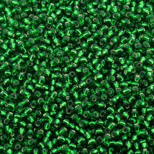 Toho Size 11 Seed Beads 10g - Silver Lined Grass Green