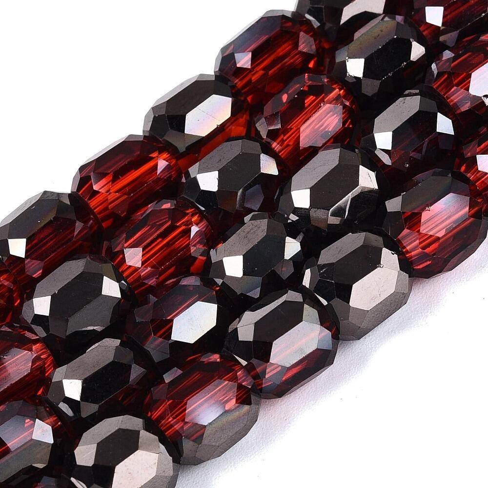 Ruby Red Twitter Crystal Drum Beads 8mm 20pcs - Ruby Red Shadow
