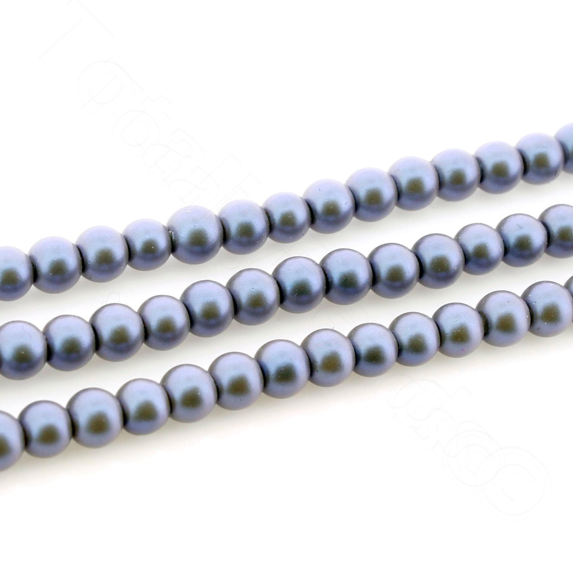 Satin Glass Pearl Round Beads 5mm - Light  Violet