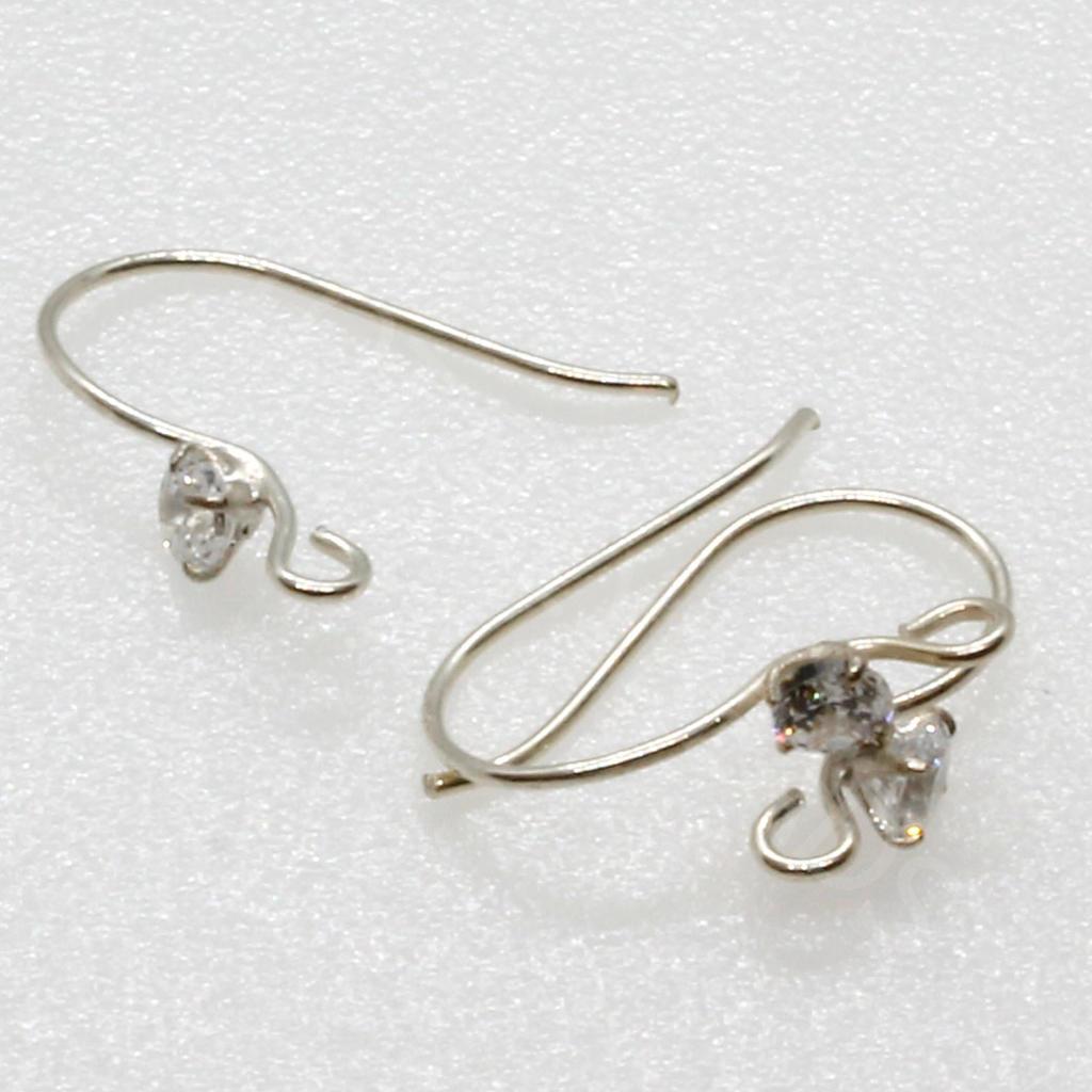 Sterling Silver - Ear Hook with Crystal CZ
