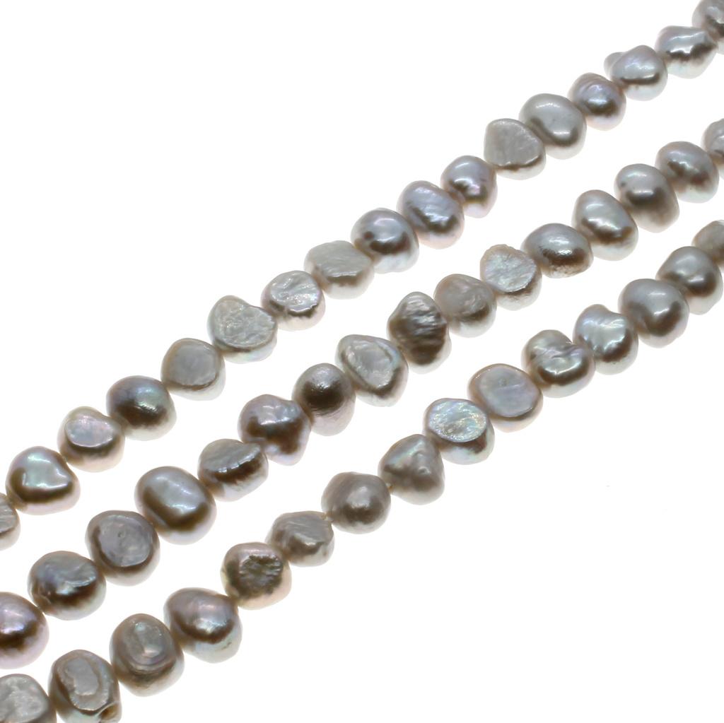Freshwater Pearls 6-7mm Flat Oval Silver - 14" String