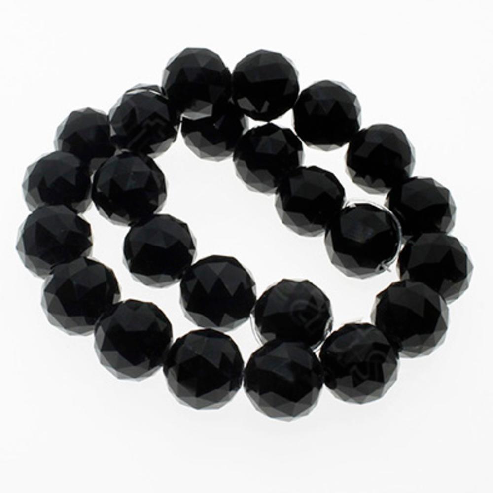 11mm Crystal Round Beads 25pcs - Jet Black