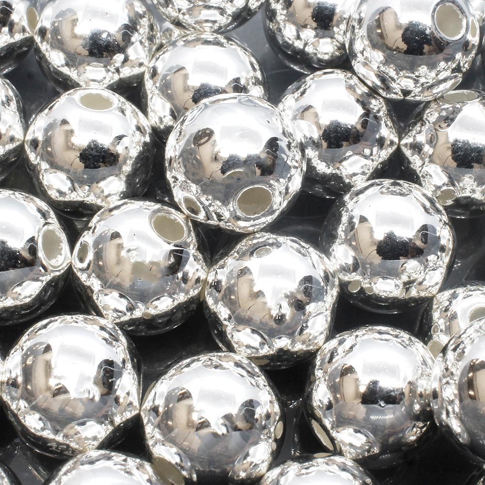 Acrylic Silver Round Beads 12mm - 40pcs