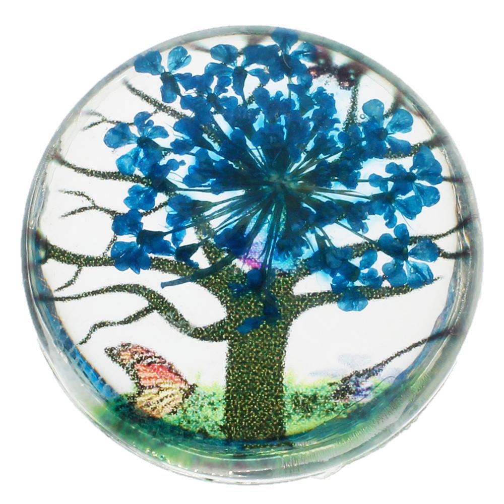Everbloom Cabochon Round 25mm - Tree Blue