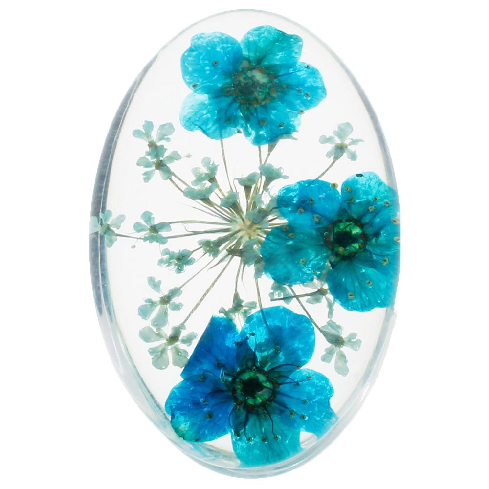Everbloom Cabochon Oval 30x20mm - Turquoise Flowers