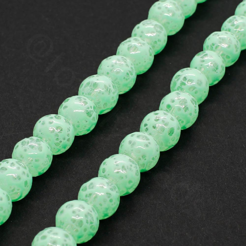 Speckled Glass Beads 6mm Round - Lime Green