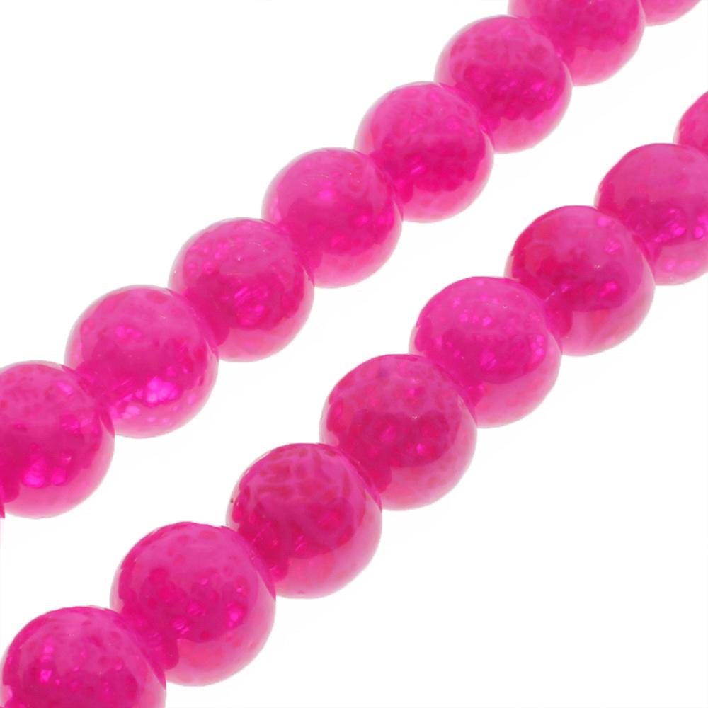 Speckled Glass Beads 8mm Round - Fuchsia