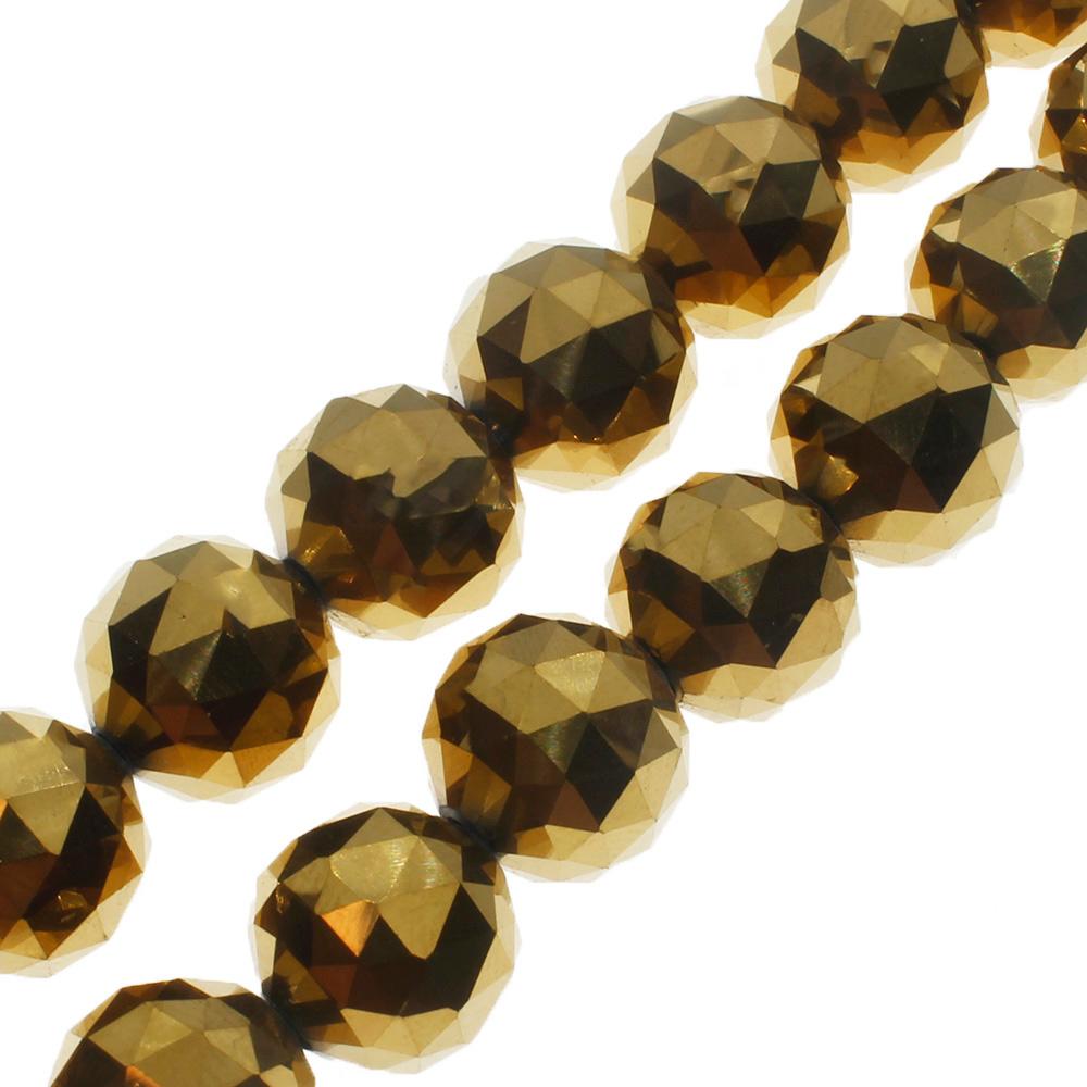 11mm Crystal Round Beads 25pcs - Gold Plated