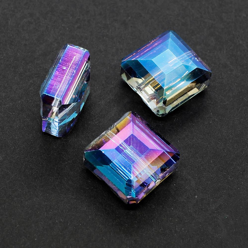Crystal Square 14mm - Blue Rainbow 8pcs