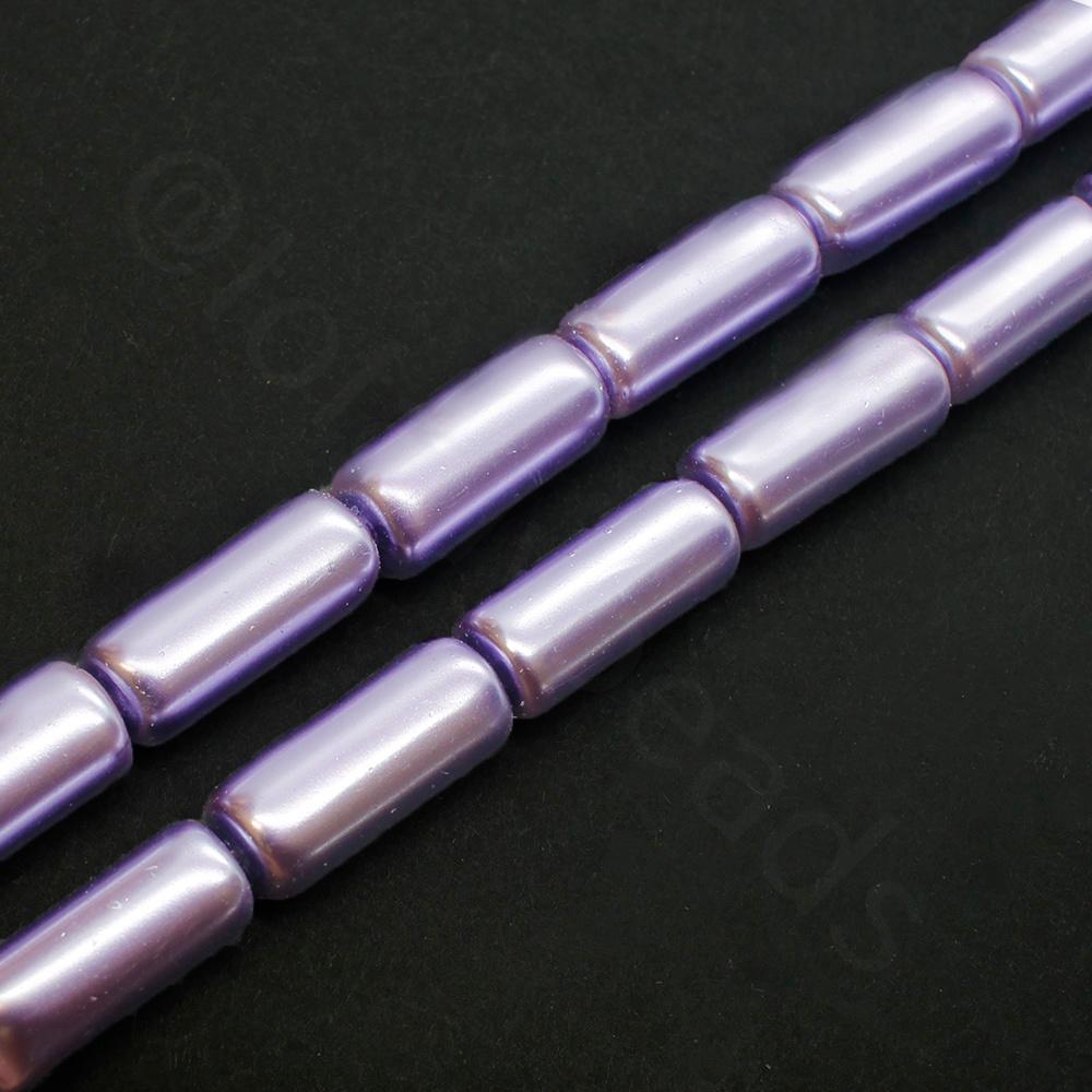 Glass Pearl Tube Beads 6x15mm - Lavender