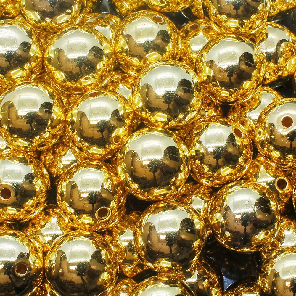 Acrylic Gold Round Beads 16mm - 18pcs