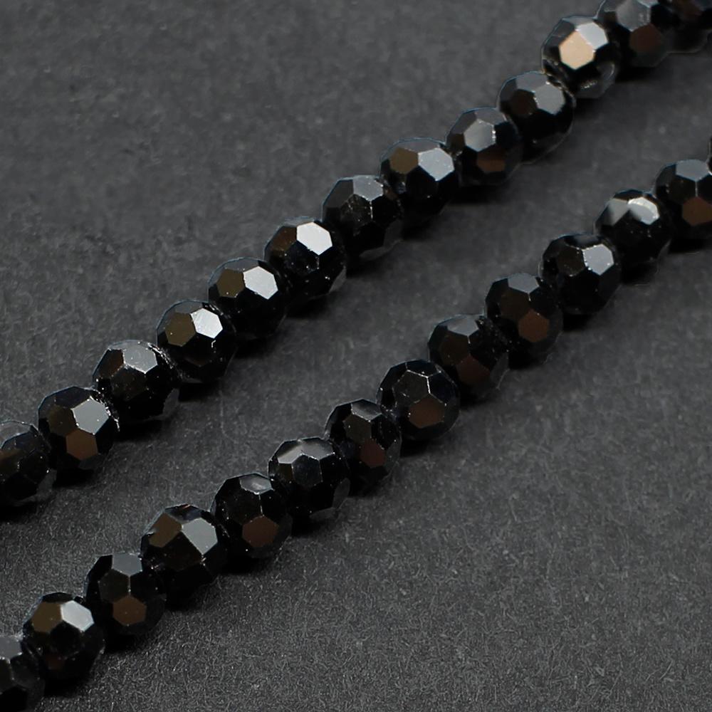 Crystal Round Beads  3mm - Jet Black