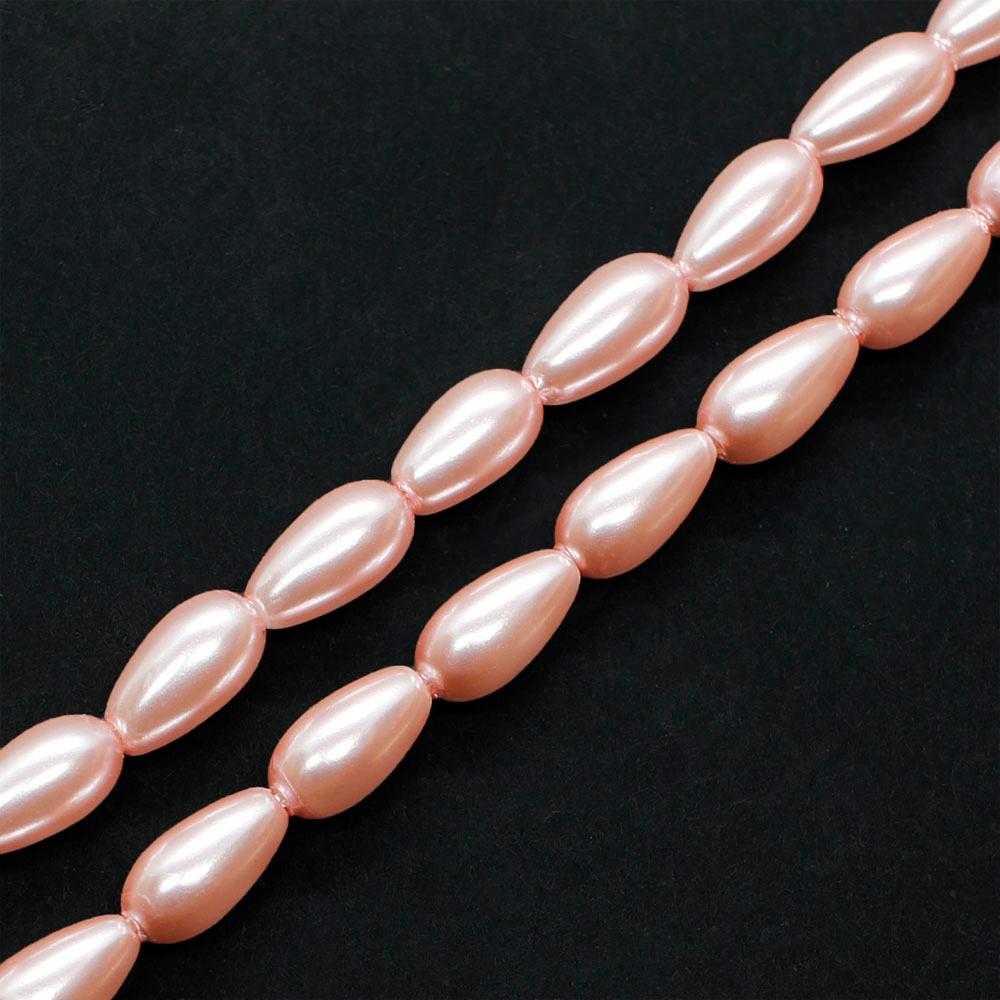 Glass Pearl Drop Beads 4x8mm - Light Pink
