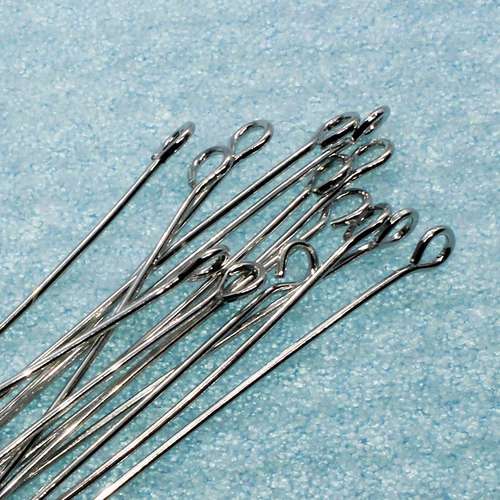 Eye Pins 50mm 75pcs - Rhodium
