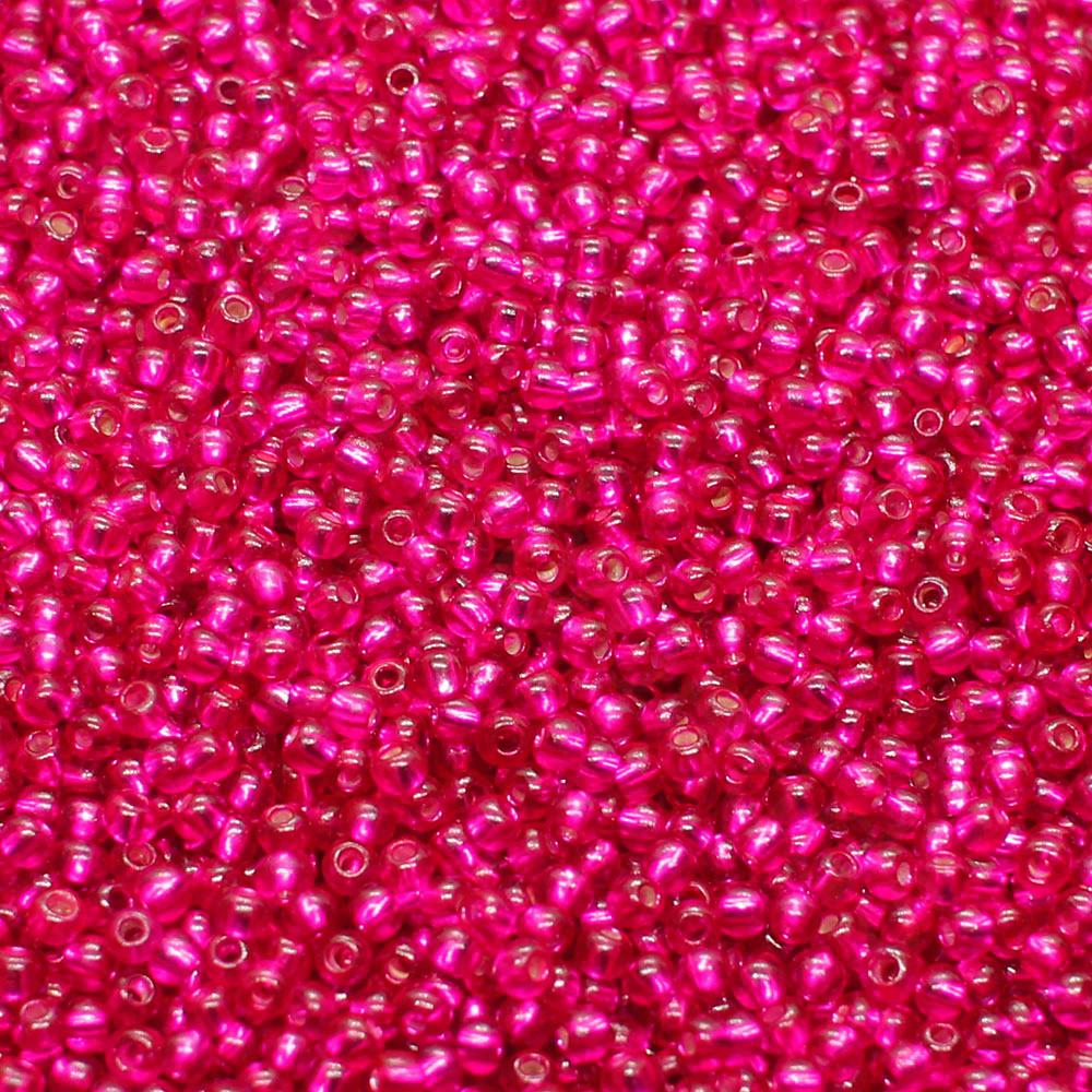 FGB Beads Silver Lined Magenta Size 12 - 50g