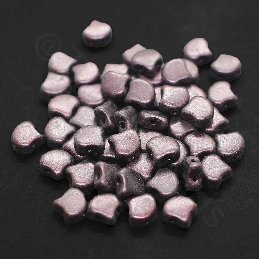 Ginko 7.5mm Leaf Beads 10g - Met Suede Dk Plum