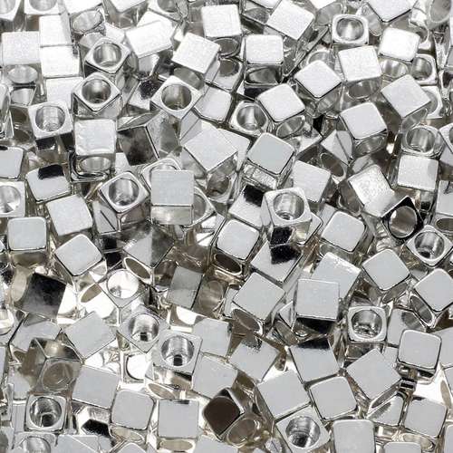 Spacer Bead Cubes 4mm 15pcs - Silver Plated