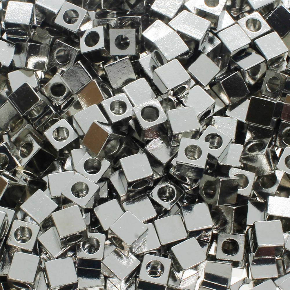 Spacer Bead Cubes 4mm 15pcs - Rhodium