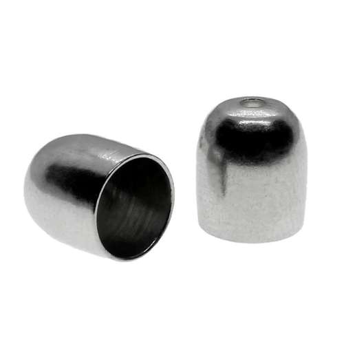 Bead Cap with Hole 7x8mm 10pcs - Rhodium