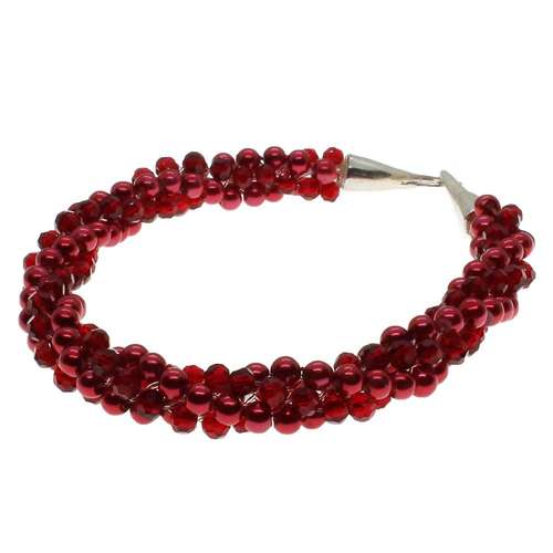 Kumihimo Red Beaded Bracelet Kit bracelet making kit — DIY set with beads and instructions for creating handmade jewelry