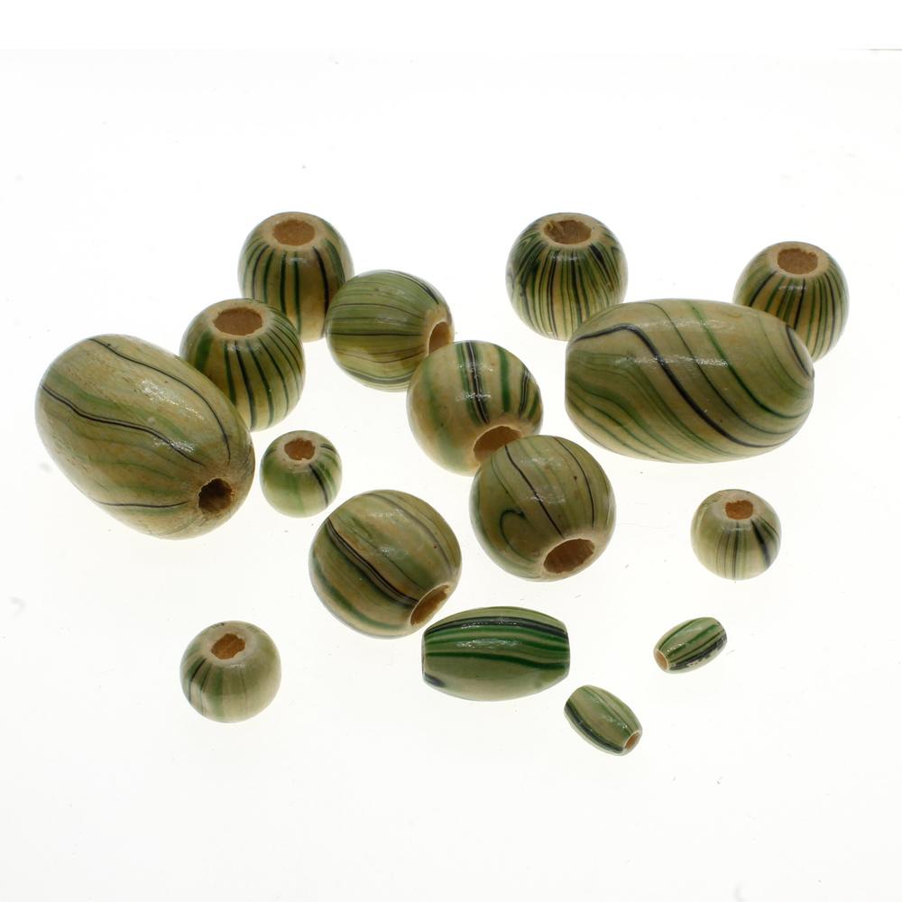Wood Large Bead Mix 50g - Lime Green Colour