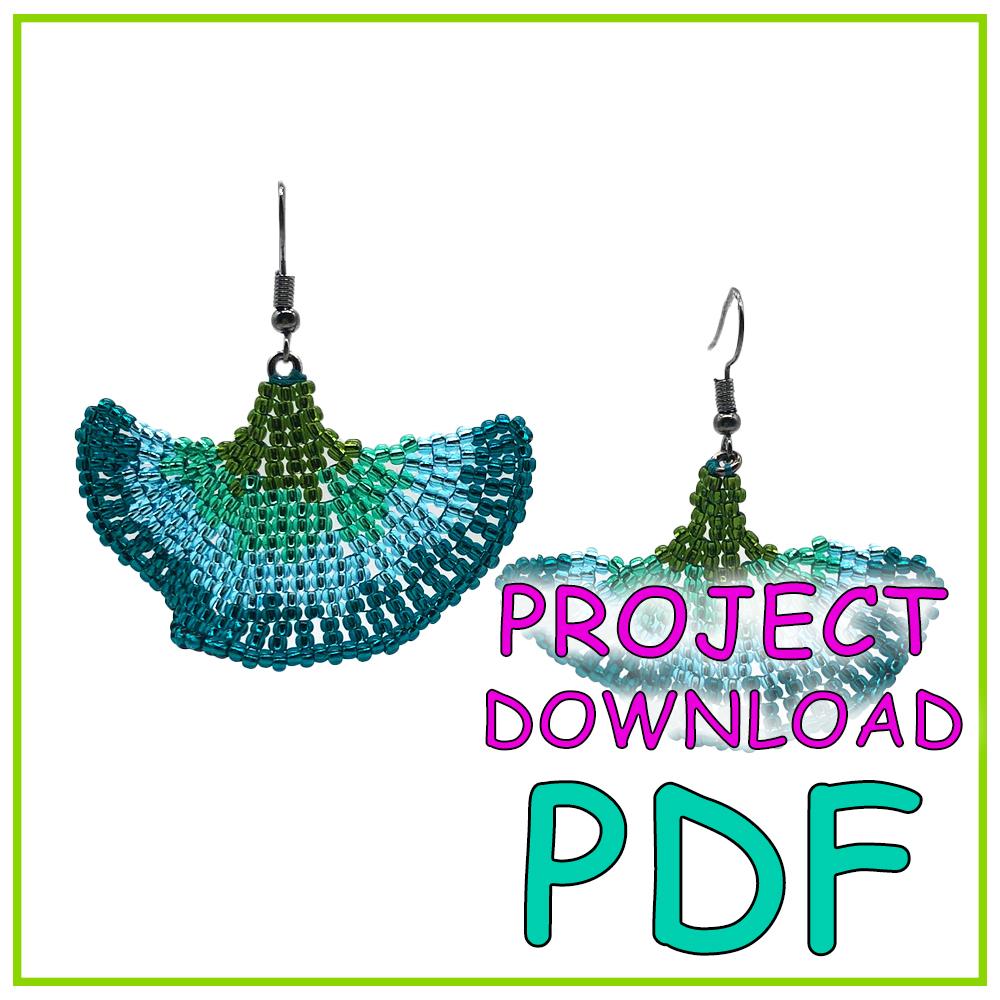 1Ginko Leaf Earrings with Brick Stitch  - Download Instructions