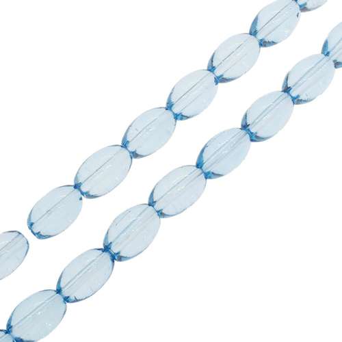Glass oval beads 4x6mm 32" String - Trans. Blue