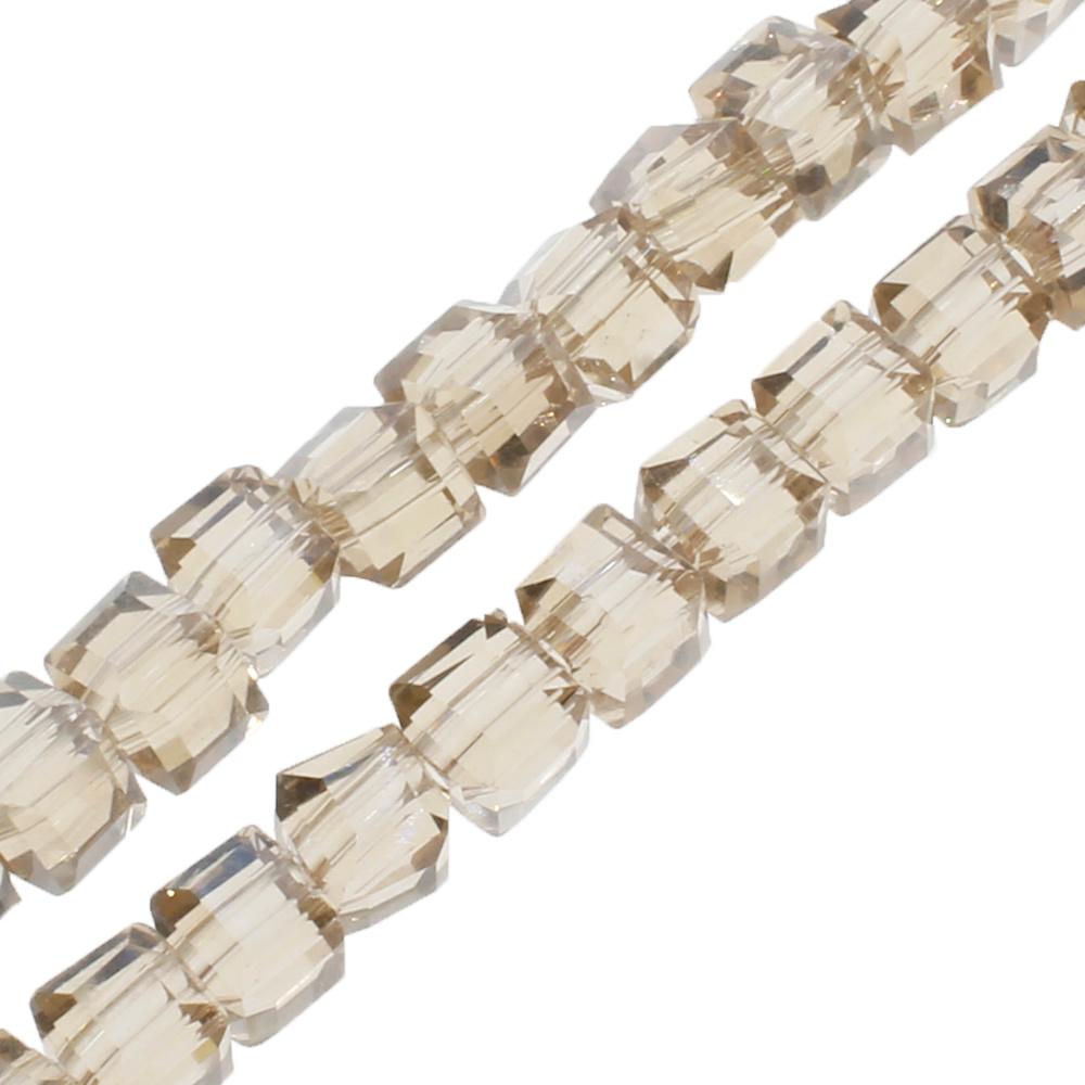 Crystal Faceted Cube 4mm  Champagne