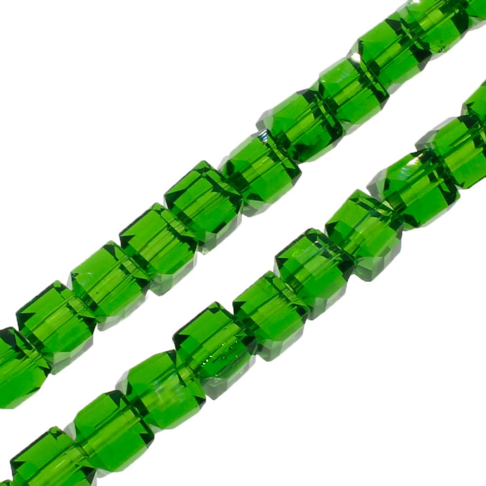 Crystal Faceted Cube 4mm Emerald Green 16" inch