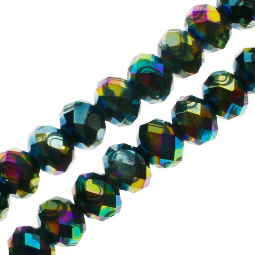 8mm crystal beads heart green iris, pack of 50 — faceted for jewelry making and beadwork