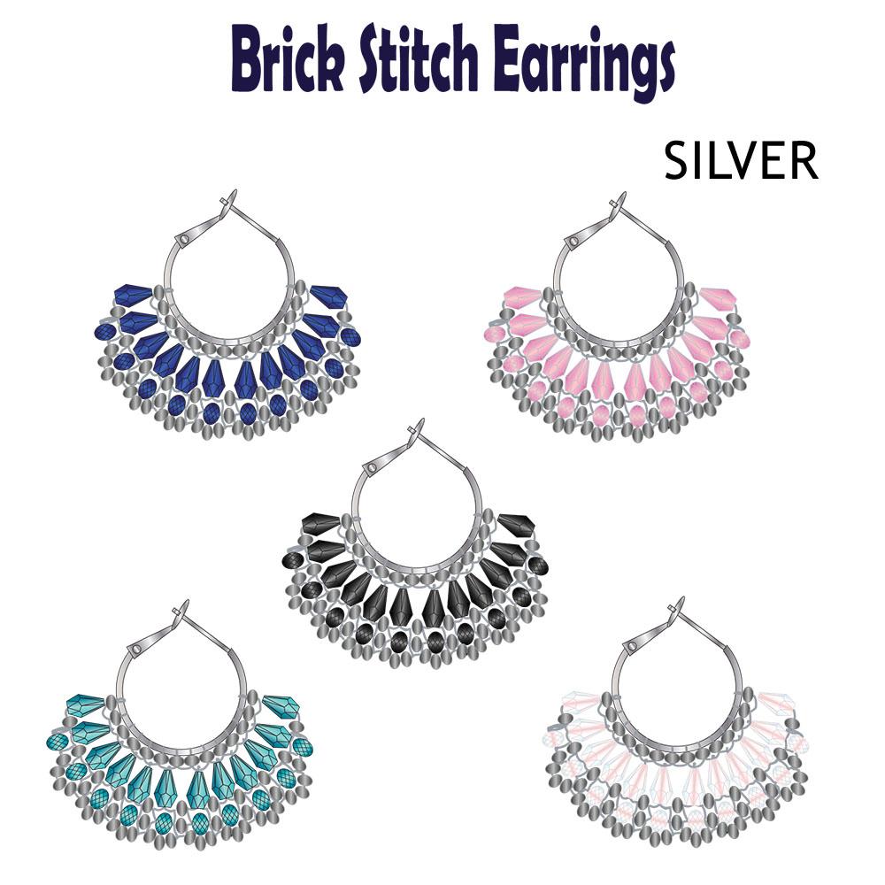 Brick Stitch Earring Kits Makes 5 - Silver