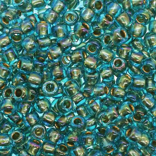 Toho Size 6 Seed Beads 10g - Gold Lined Rainbow Aqua