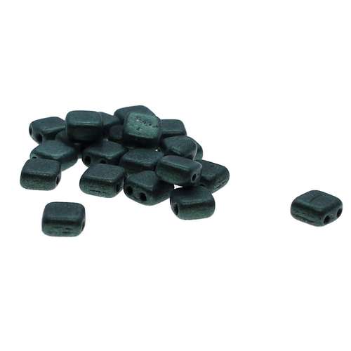 6mm Czech glass glass beads metallic suede - dark forest — pack of 25, high-quality two-hole beads ideal for jewelry making, bead weaving…