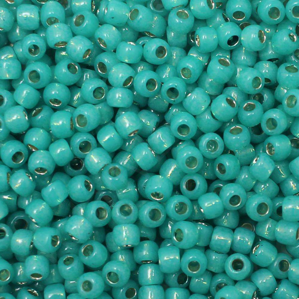 Toho Size 6 Seed Beads 10g -  Silver Lined Milky Teal