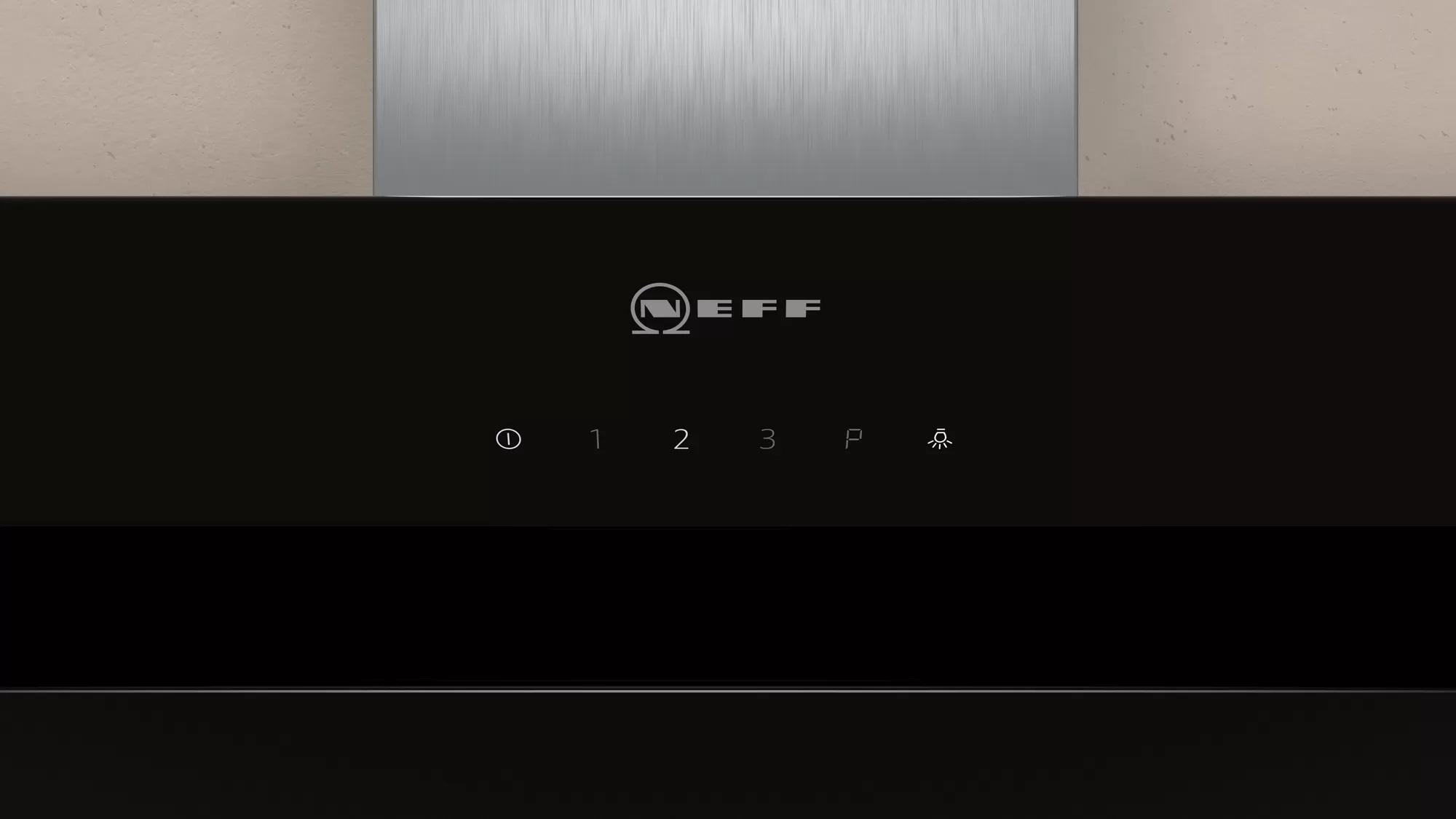 Neff D95IHM1S0B 90cm Angled Glass Chimney Hood in Black N18702