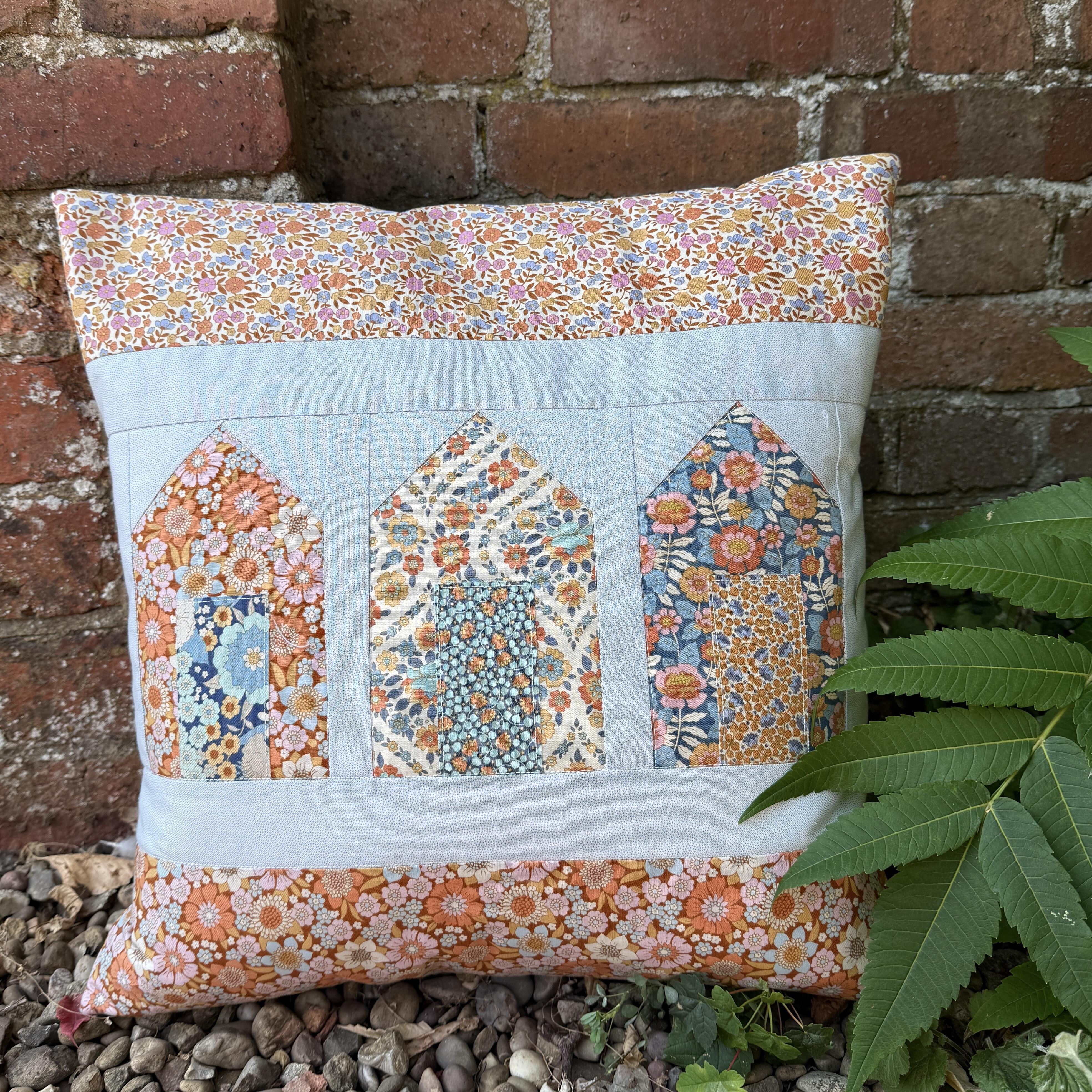 Voysey Hexagon Hand Pieced & Redwork Cushion Kit