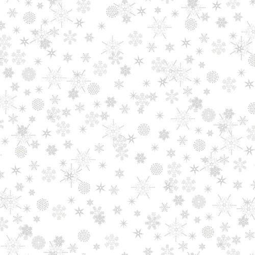 Christmas is near - White Small snowflakes & stars with silver metallic ...