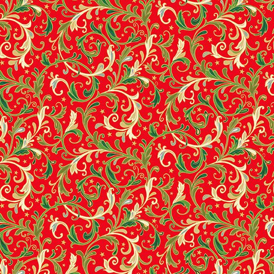 Christmas Classic Foliage - Decorative Scroll Red 2373/R